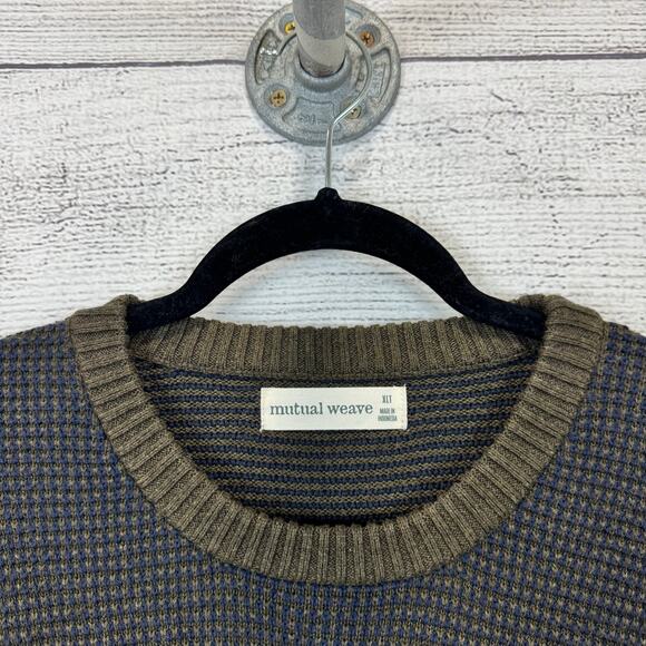 Mutual Weave Men's Blue Green Textured Crewneck Sweater Size XLT ( TALL ) - Picture 2 of 8